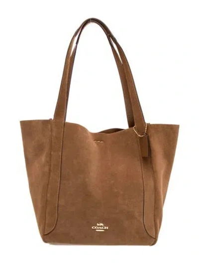 Pre-owned Coach Suede Tote In Brown