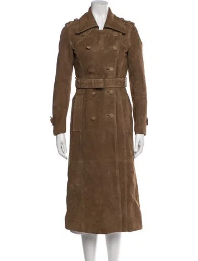 Pre-owned Coach Suede Trench Coat In Brown