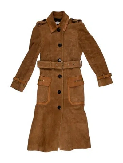 Pre-owned Coach Suede Trench Coat In Brown