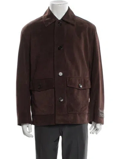 Pre-owned Coach Suede Utility Jacket In Brown