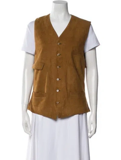Pre-owned Coach Suede Vest In Brown