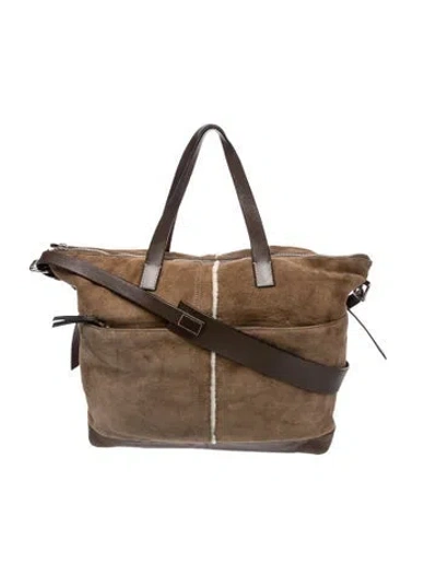 Pre-owned Coach Suede Weekender Bag In Brown