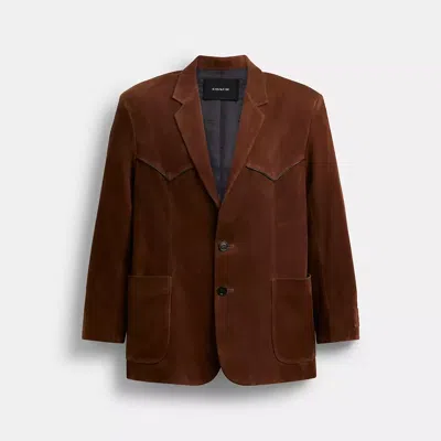 Coach Suede Western Blazer In Brown