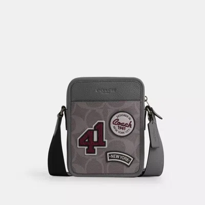 Coach Sullivan Crossbody Bag In Maxi Signature Canvas With Patches In Gray