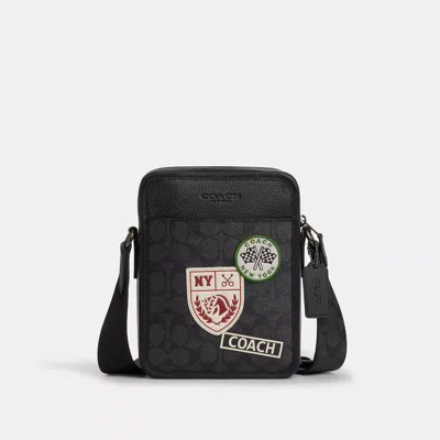 Coach Sullivan Crossbody Bag In Signature Canvas With Patches In Grey