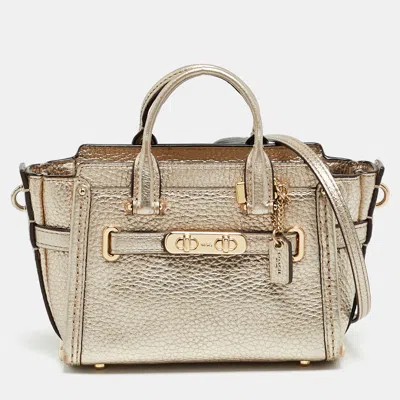 Pre-owned Coach Swagger Mini Gold Leather Crossbody Bag