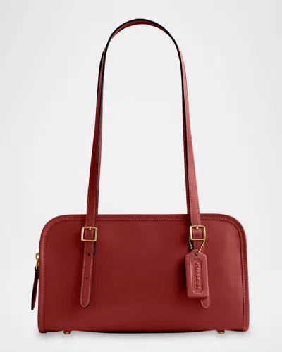 Coach Swing Zip Leather Shoulder Bag In Ruby