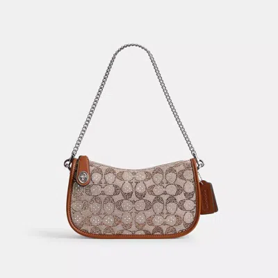 Coach Swinger Aus Signature-jacquard Mit Kristallen In Gold