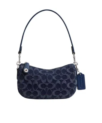 Coach Swinger Bag 20 In Signature Denim In Black