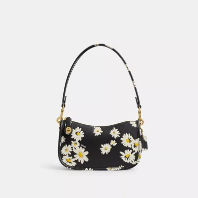 Coach Swinger Bag 20 With Floral Print In Brass/black Multi