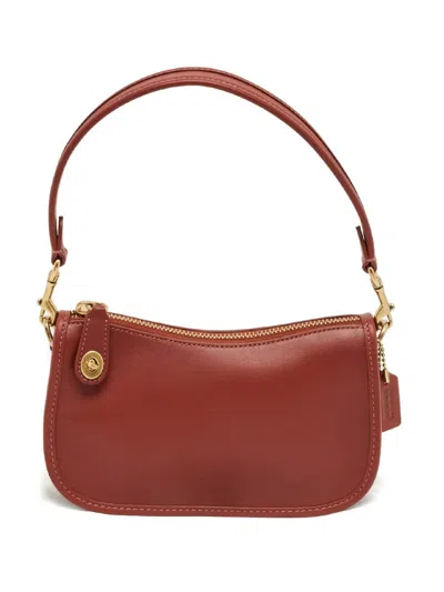 Pre-owned Coach Swinger Leather Clutch Bag In Brown
