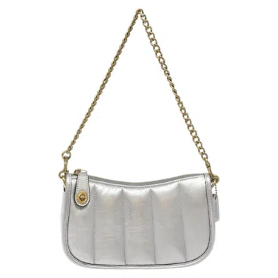 Pre-owned Coach Swinger Leather Shoulder Bag () In Silver