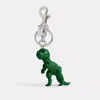 Shop Coach T Rex Bag Charm In Silver/green