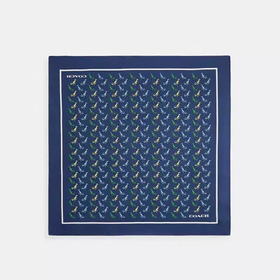 Coach T Rex Print Silk Bandana In Deep Blue