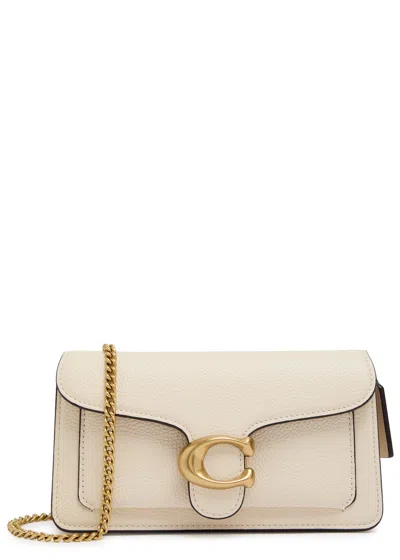 Coach Tabby 19 Grained Leather Wristlet Bag In White