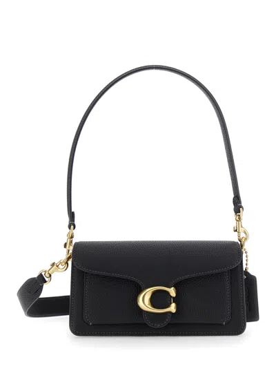 Coach Tabby 20 Black Shoulder Bag With Removable Handle And Logo Plaque On The Front In Leather Woman