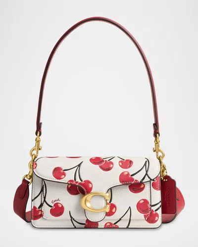 Coach Tabby 20 Cherry-print Leather Shoulder Bag In Chalk Multi