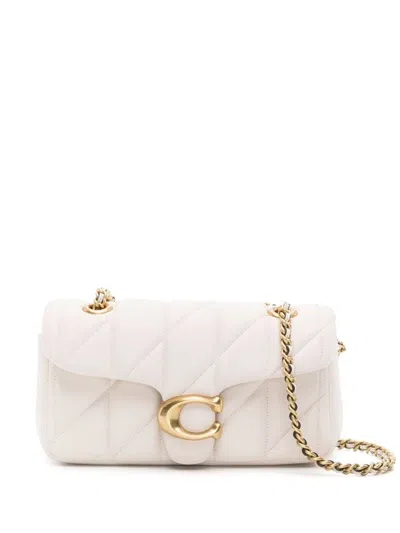 Coach Tabby 20 Logo Plaque Quilted Shoulder Bag In White