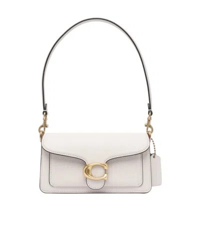 Coach Tabby 20 Logo Plaque Shoulder Bag In White