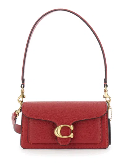 Coach Tabby 20 Mini Leather Crossbody Handbag With Logo Plaque And Adjustable Strap In Red