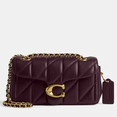 Pre-owned Coach Tabby 20 Pillow Quilting Black Currant Leather Shoulder Bag In Burgundy