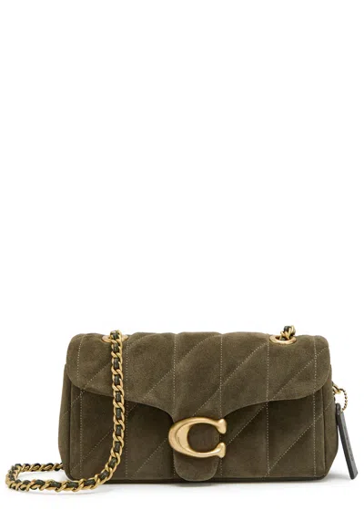Coach Tabby 20 Quilted Suede Shoulder Bag In Green