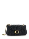 Coach 'tabby 26' Black Quilted Crossbody Bag With Chain-link Leather Shoulder Straps And Logo Plaque On Th In Black