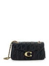 Coach Tabby 26 Black Quilted Crossbody Bag With Chain-link Leather Shoulder Straps And Logo Plaque On The 