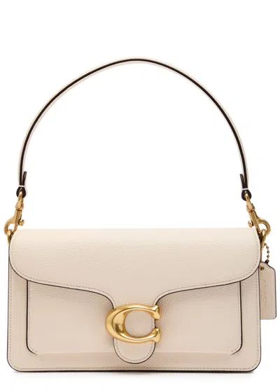 Coach Tabby 26 Grained Leather Shoulder Bag In White