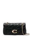 Coach Tabby 26 Black Quilted Crossbody Bag With Chain-link Leather Shoulder Straps And Logo Plaque On The  In Black