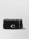 Coach Tabby 26 Black Quilted Crossbody Bag With Chain-link Leather Shoulder Straps And Logo Plaque On The  In Black