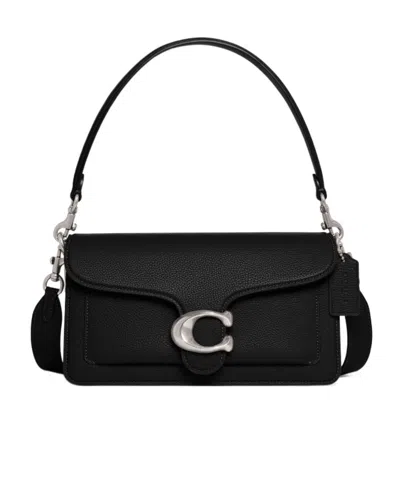 Coach Tabby 26 Logo Plaque Shoulder Bag In Black