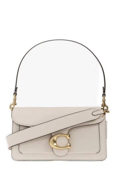 Coach Tabby 26 Logo Plaque Shoulder Bag In White