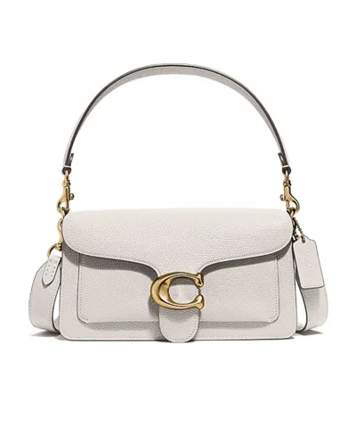 Coach Polished Pebble Leather Tabby Chain Clut In White