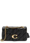 Coach Tabby 26 Black Quilted Crossbody Bag With Chain-link Leather Shoulder Straps And Logo Plaque On The  In Black