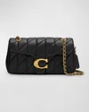 Coach Tabby 26 Black Quilted Crossbody Bag With Chain-link Leather Shoulder Straps And Logo Plaque On The  In Black