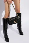 Coach Tabby 26 Black Quilted Crossbody Bag With Chain-link Leather Shoulder Straps And Logo Plaque On The  In Black