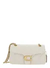 Coach 'tabby 26' White Quilted Crossbody Bag With Chain-link Leather Shoulder Straps And Logo Plaque On Th