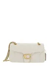 Coach Tabby 26 White Quilted Crossbody Bag With Chain-link Leather Shoulder Straps And Logo Plaque On The 