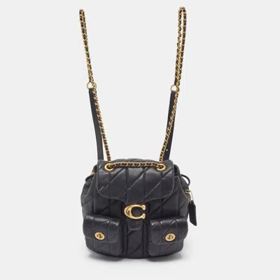Pre-owned Coach Tabby Black Quilted Leather Backpack