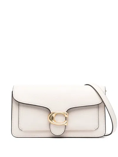 Coach Polished Pebble Leather Tabby Chain Clut In White
