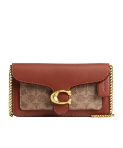 Coach Tabby Signature Chain Clutch Bag In Brown
