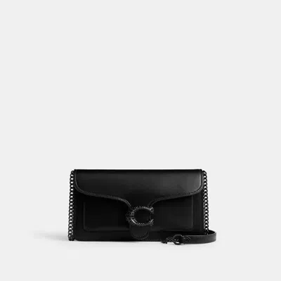 Coach Tabby Chain Clutch In Pewter/black