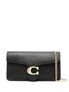 Coach Tabby Chain Leather Clutch In Black