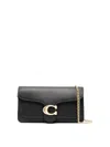 Coach Tabby Chain Leather Clutch In Black