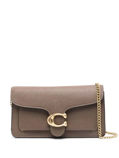 Coach Tabby Chain Leather Clutch In Brown