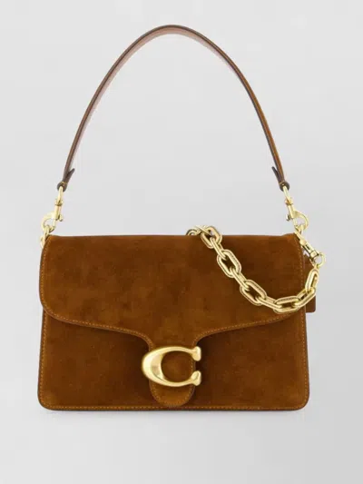 Coach Tabby Chain Suede Leather Shoulder Bag In Brown