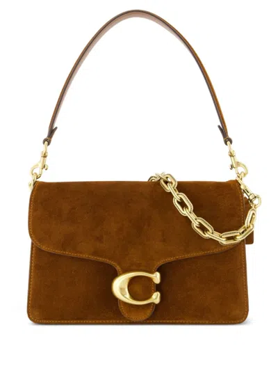 Coach Tabby Chain Suede Leather Shoulder Bag In Brown