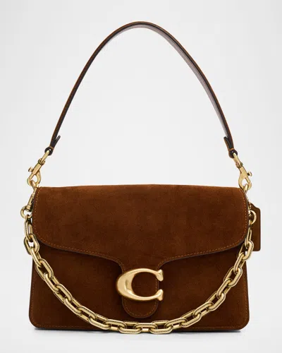 Coach Tabby Chain Suede Shoulder Bag In Brown