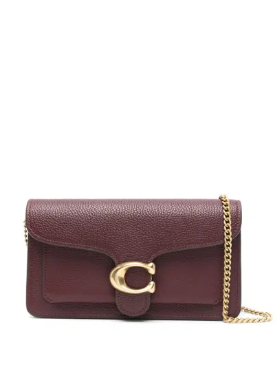 Coach Tabby Merlot Leather Chain Clutch Bag In Burgundy Leather